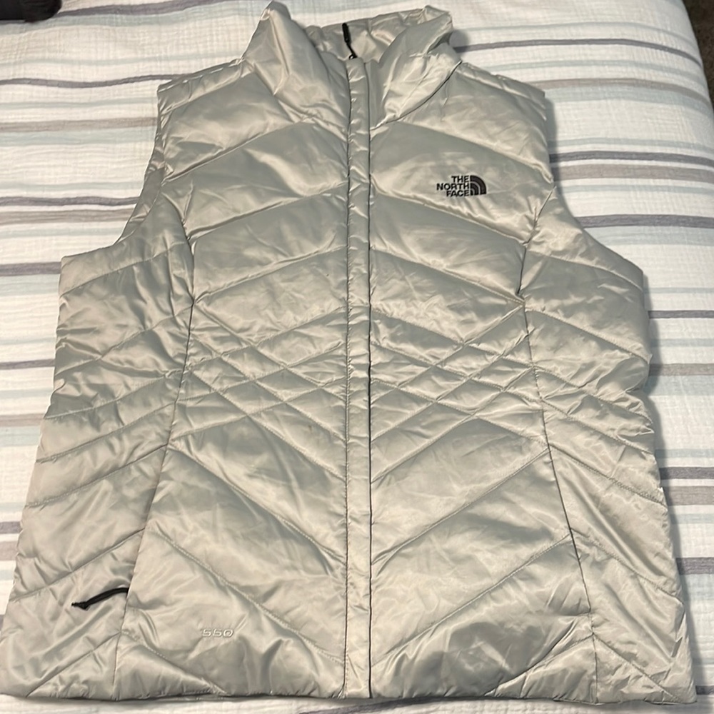 Gray/Silver North Face Puffer Vest